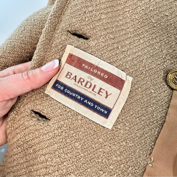 Bardley vintage wool blend peacoat tailored double breasted camel coat medium - Picture 11 of 15